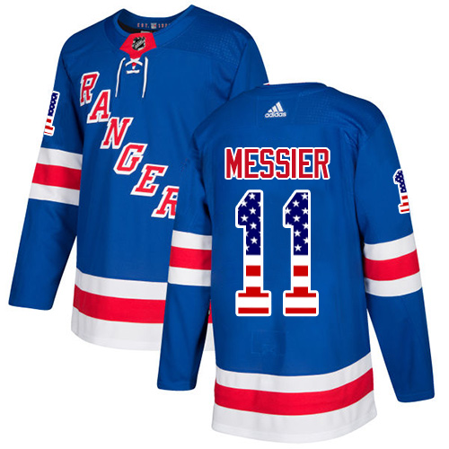 Adidas Rangers #11 Mark Messier Royal Blue Home Authentic USA Flag Stitched NHL Jersey